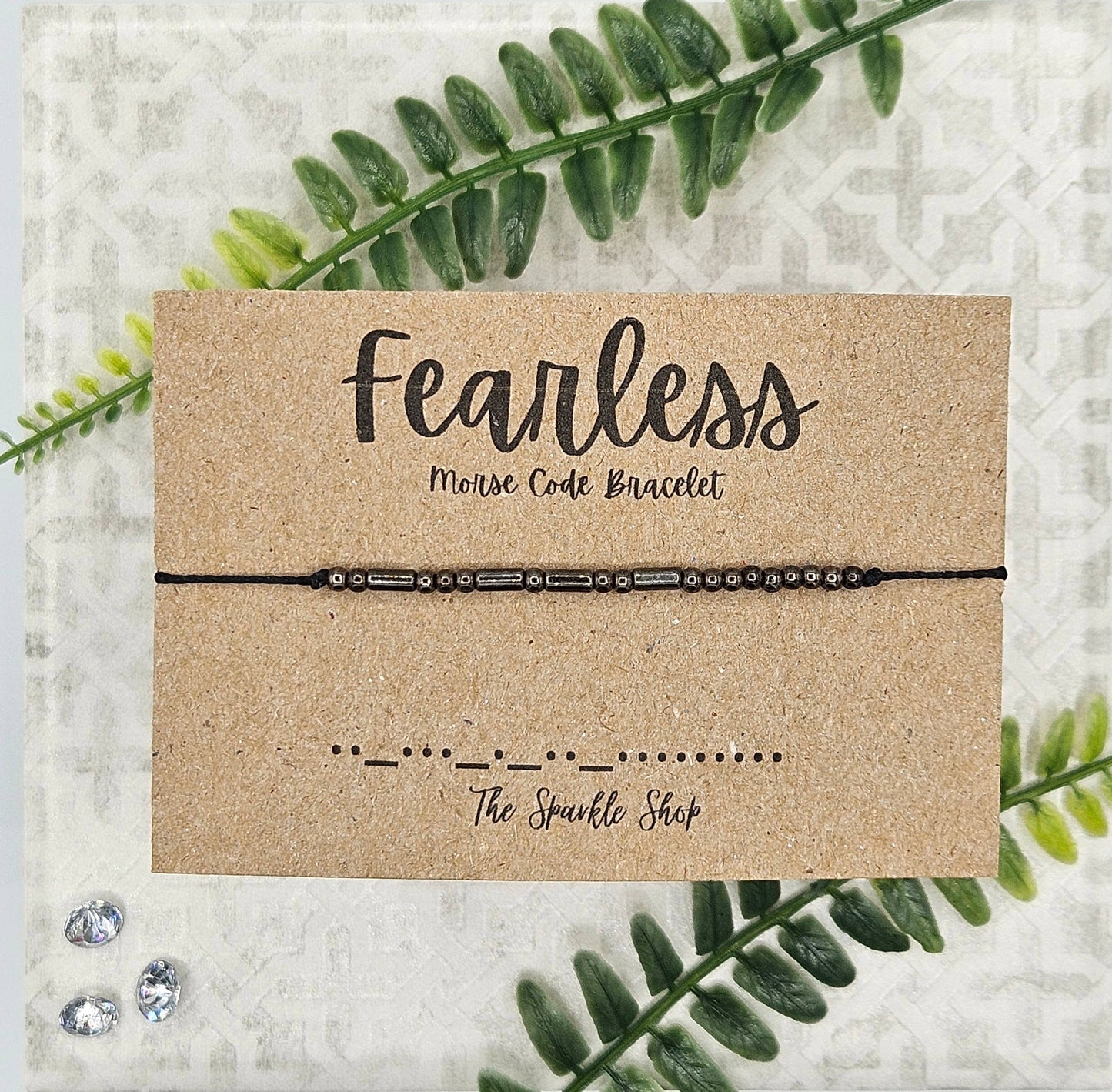The Sparkle Shop - Handmade Morse Code Bracelet - Fearless