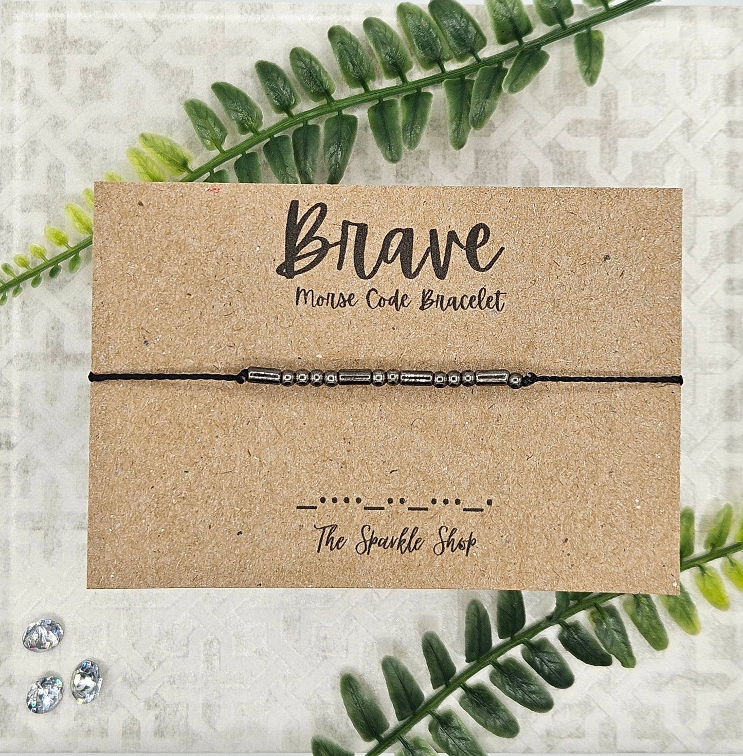 The Sparkle Shop - Handmade Morse Code Bracelet - Brave
