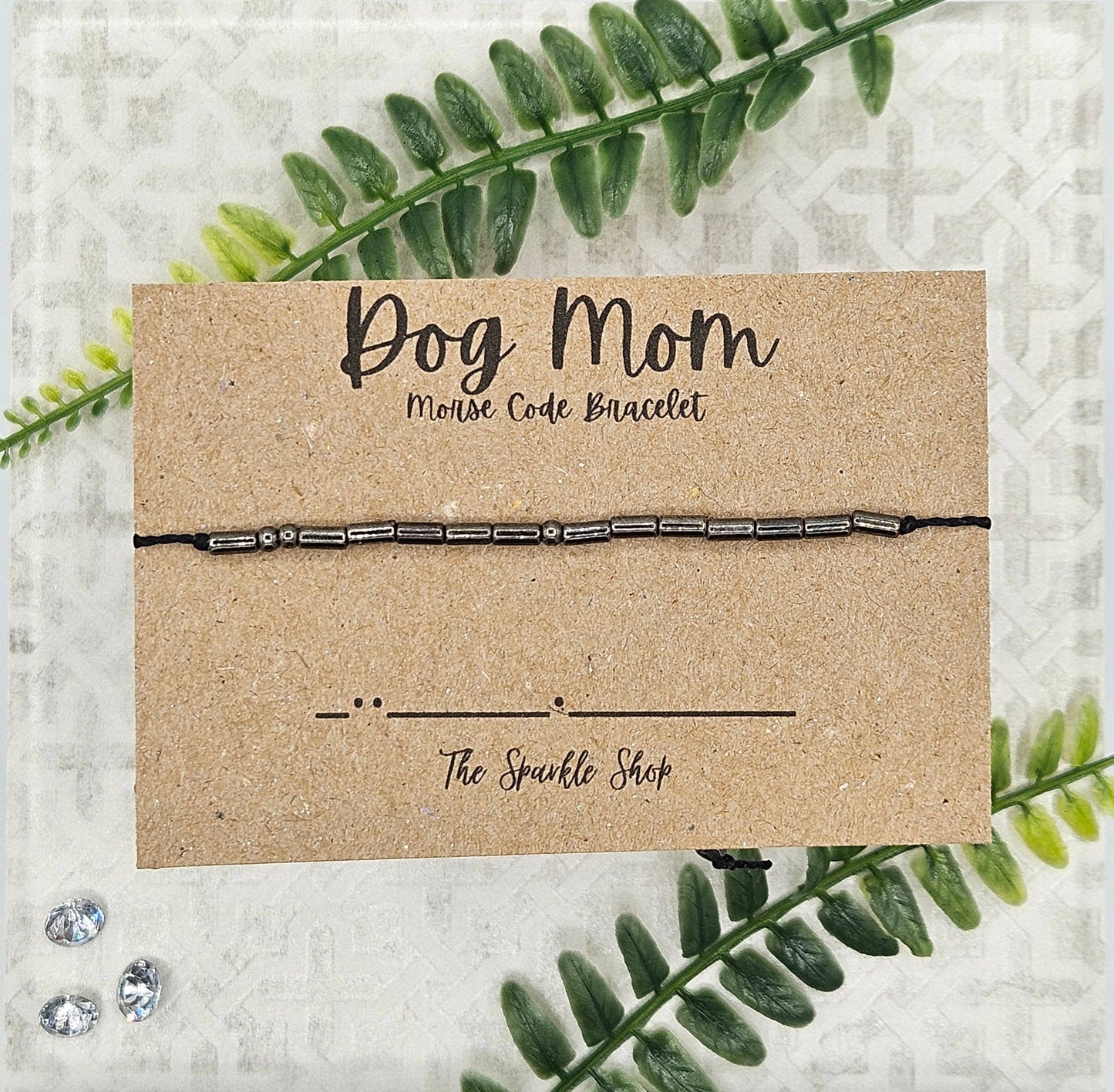 The Sparkle Shop - Handmade Morse Code Bracelet - Dog Mom