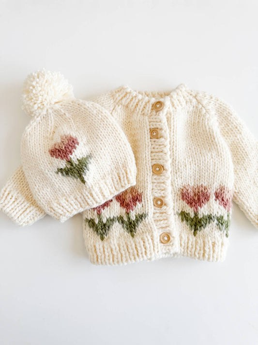 Figgy Friends - Tulip Flower Cardigan Baby Spring Sweater Apparel