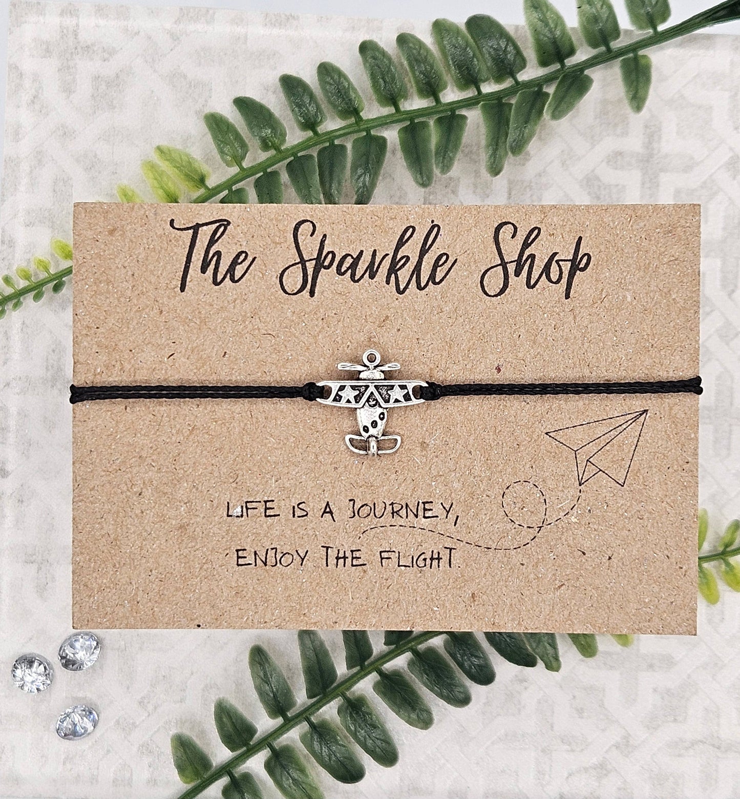 The Sparkle Shop - "Life is a Journey" Airplane Charm Bracelet