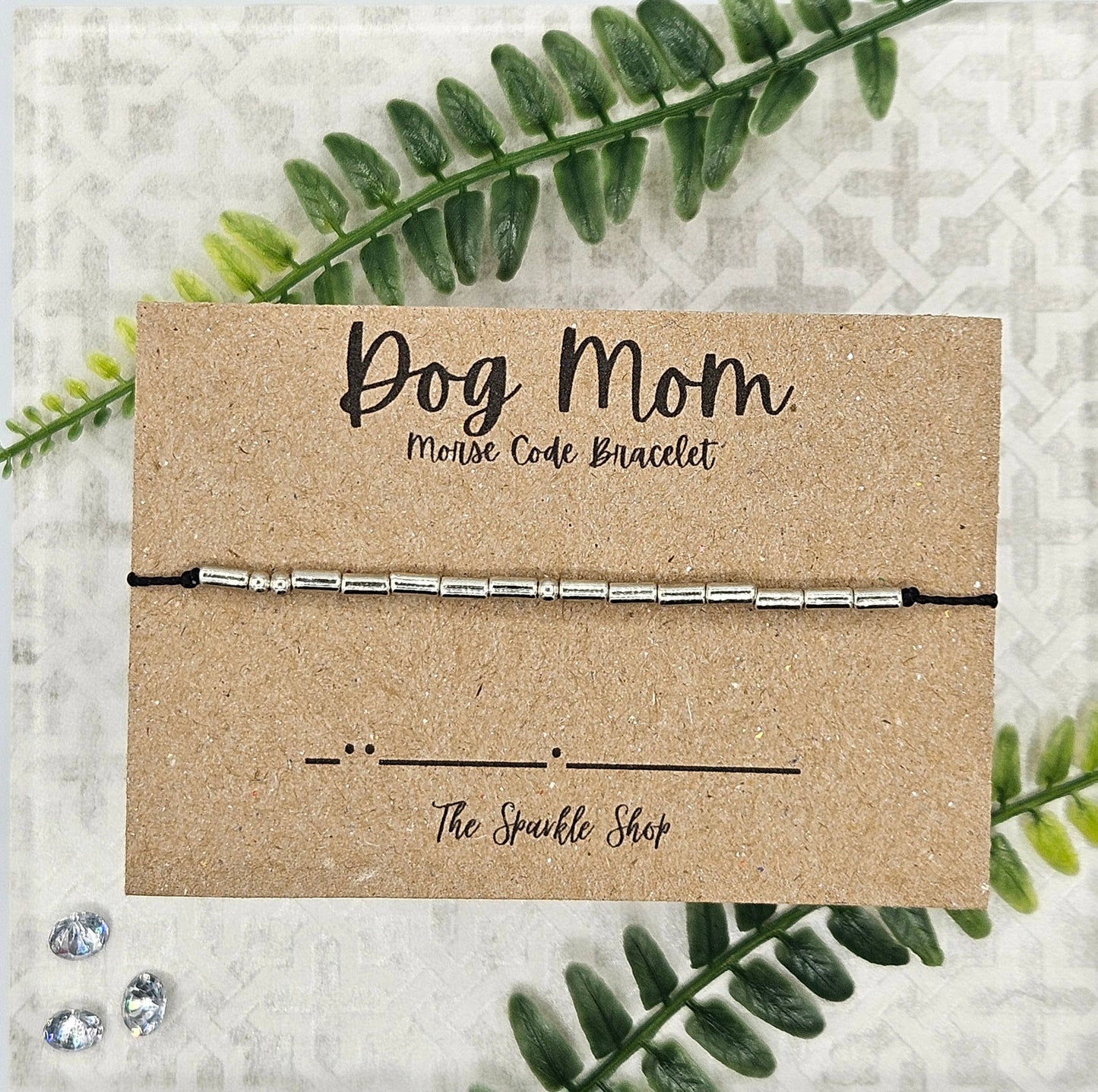 The Sparkle Shop - Handmade Morse Code Bracelet - Dog Mom