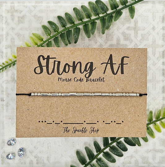 The Sparkle Shop - Handmade Morse Code Bracelet - Strong AF