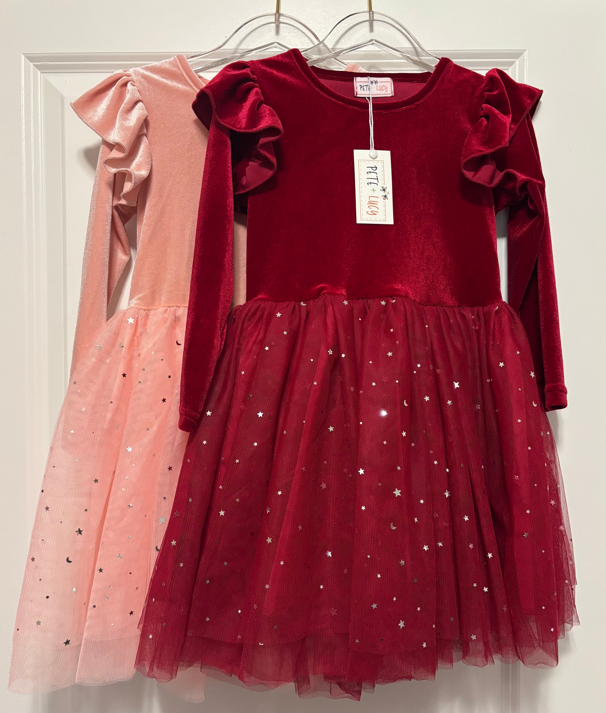 Velvet Tulle Dresses Pink Or Winter Red JULIE MARIE & CO. BOUTIQUE Velvet Tulle Dresses Pink Or Winter Red JULIE MARIE & CO. BOUTIQUE