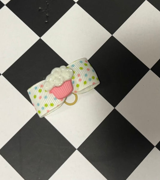 Dog Hair Bow- Mini Cupcake Rubber Band