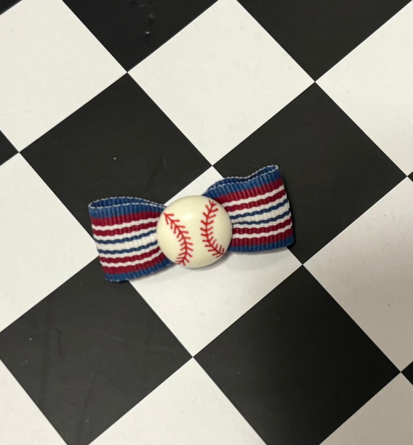 Dog Hair Bow- Mini Baseball Barrette Clip