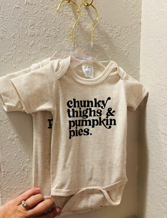 Chunky Thighs + Pumpkin Pies Bodysuit | Fall Baby Gifts