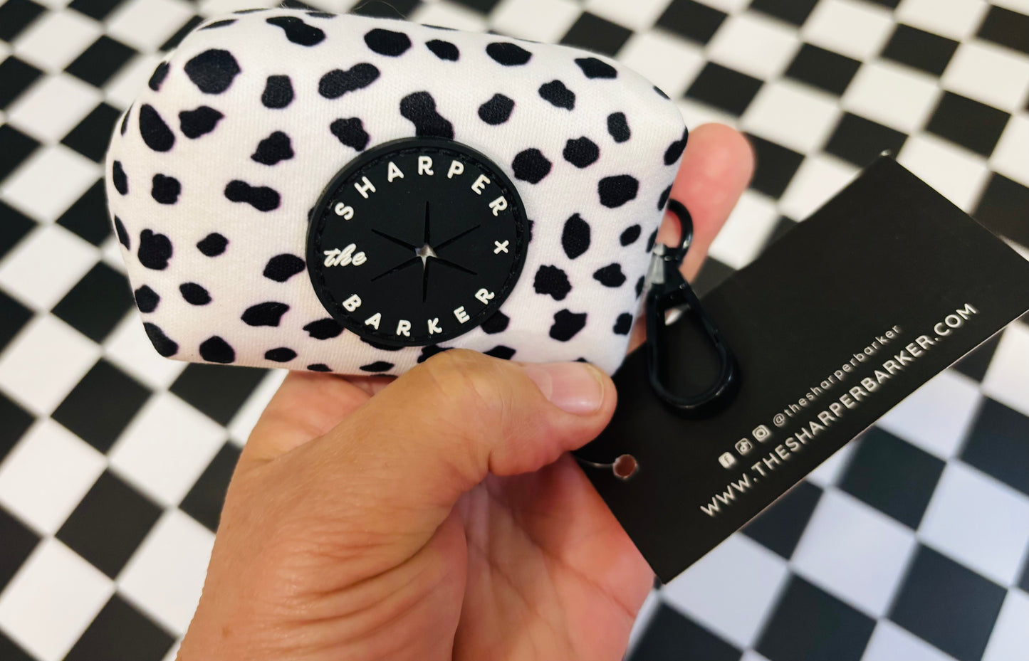 THE SHARPER BARKER WASTE BAG HOLDER- DALMATIAN PRINT