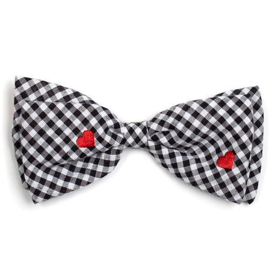 THE WORTHY DOG- GINGHAM HEART BOW TIE