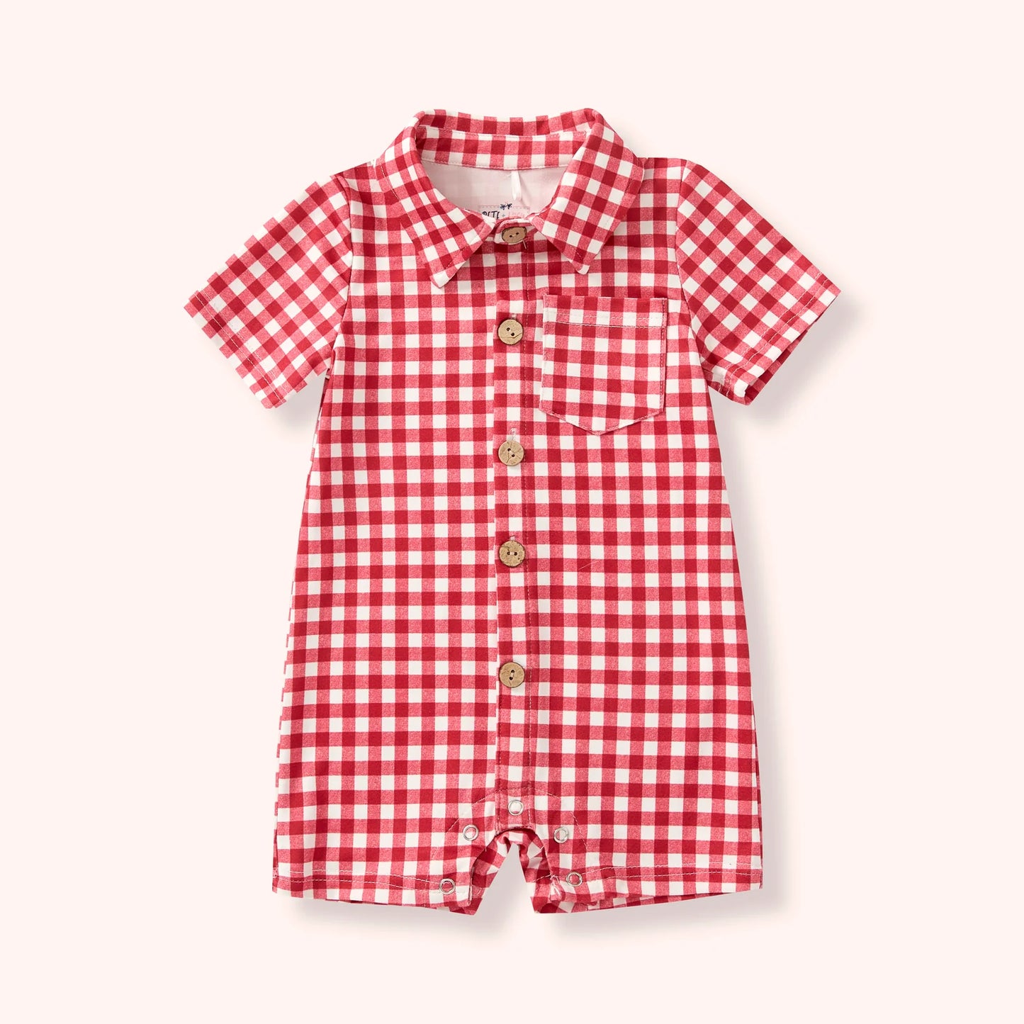 GINGHAM PICNIC - BOY ROMPER 6-9m