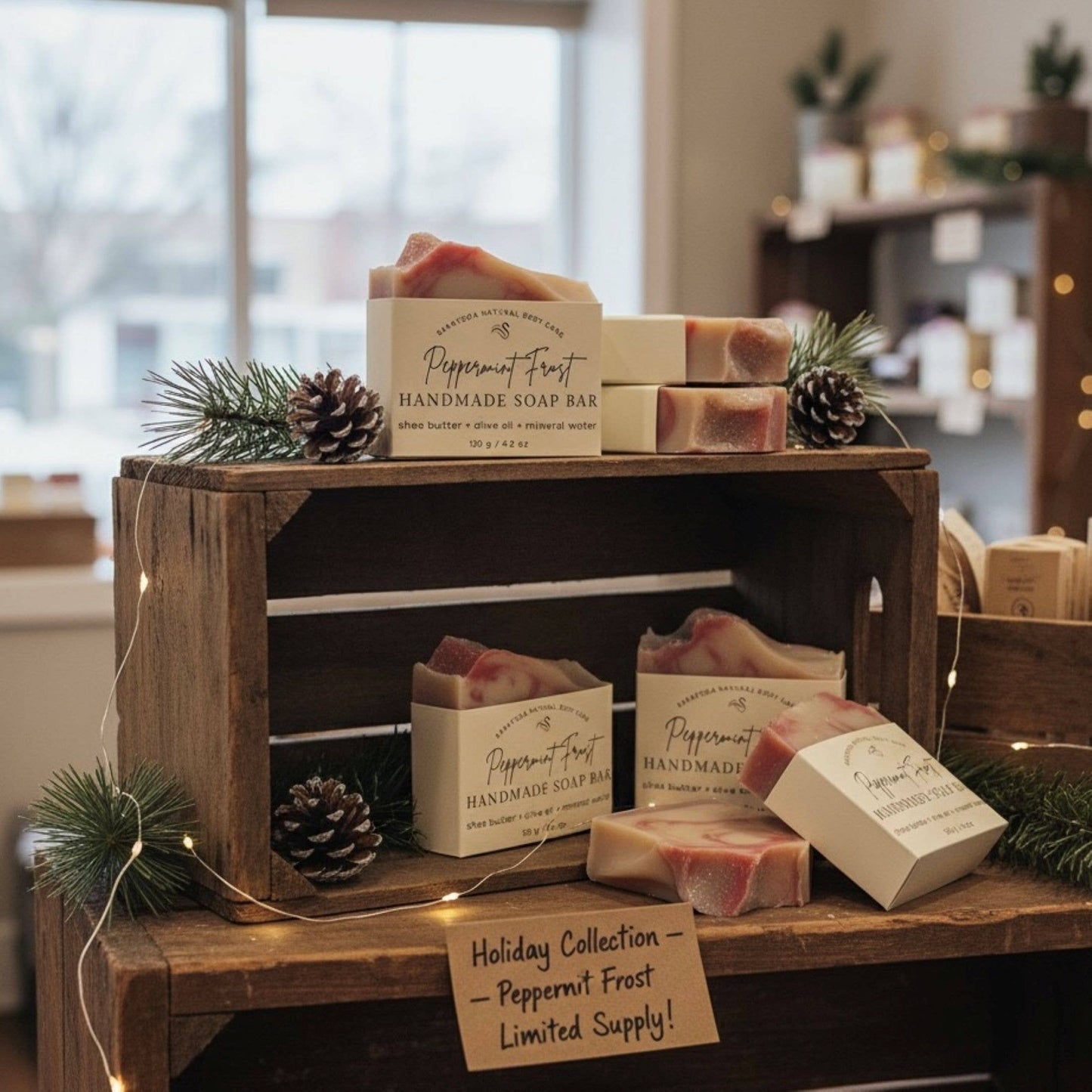 Peppermint Frost Handmade Soap Bar VEGAN Winter