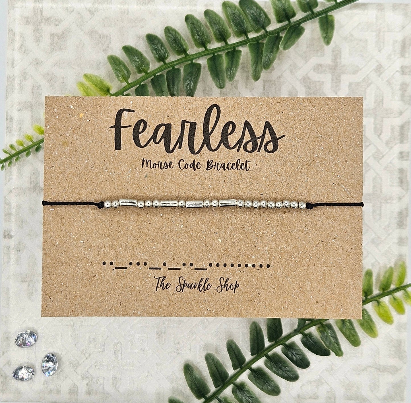 The Sparkle Shop - Handmade Morse Code Bracelet - Fearless