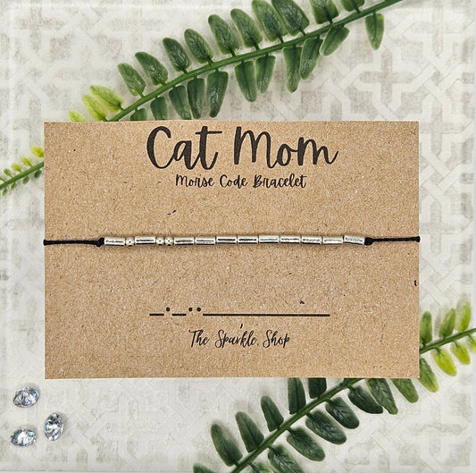 The Sparkle Shop - Handmade Morse Code Bracelet - Cat Mom