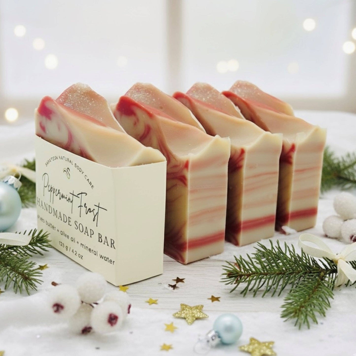Peppermint Frost Handmade Soap Bar VEGAN Winter