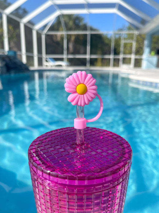 Harris Girls & Co. - Straw Cover "Pink Daisy"