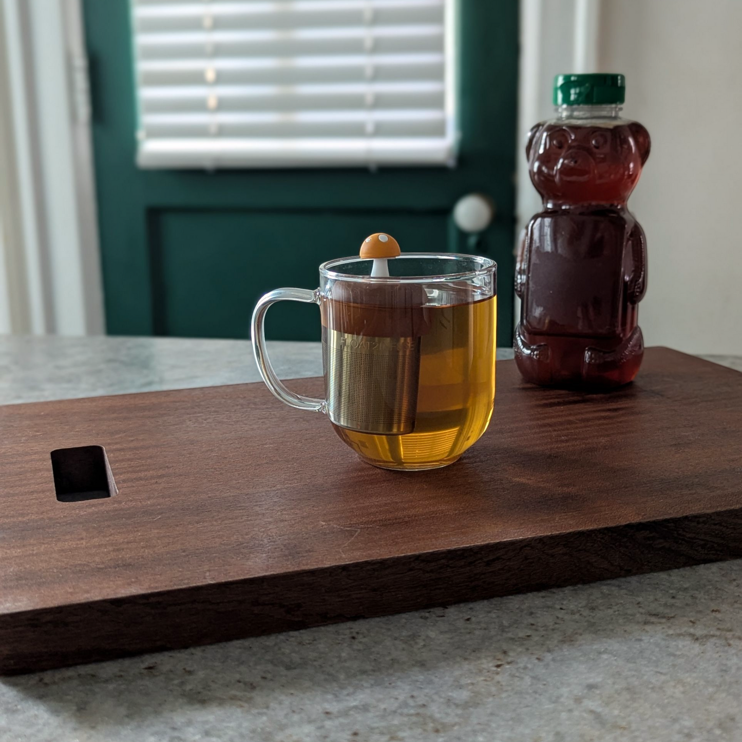 Floating Amber Yellow Mushroom Tea infuser l light brown